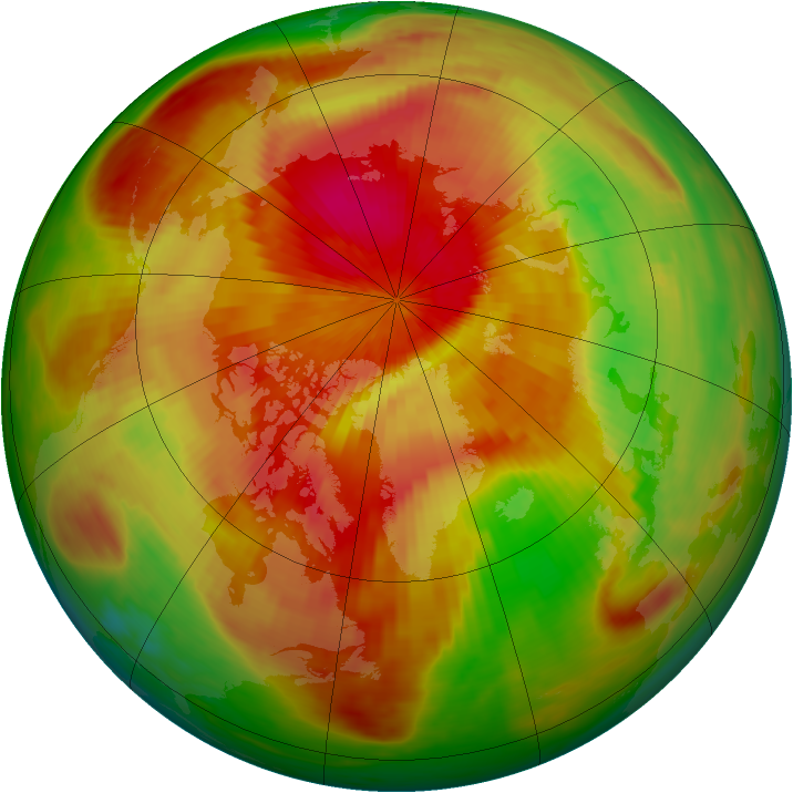 Arctic ozone map for 13 April 1991